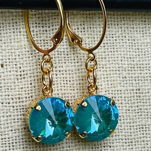NEW Laguna Delight 12 mm Brilliant Cut Swarovski Handmade Crystal Earrings